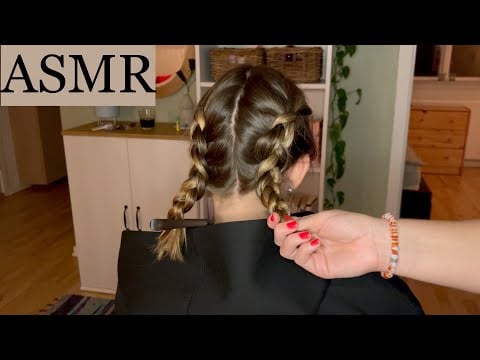ASMR | BRAIDING MY SISTER'S BOB 🤎 (hair play, braid scratching, hair brushing, no talking)