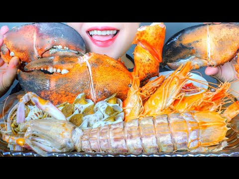 ASMR SAEFOOD PLATTER (MANTIS SHRIMP, LOBSTER CLAW, SWEET SNAIL ,SHRIMPS) EATING SOUNDS | LINH-ASMR