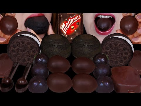 ASMR DARK CHOCOLATE MATCHA EGG CAKES, MALTESERS CHOCOLATE SPOONS, DOVE ICE CREAM, BON BONS, OREO 먹방