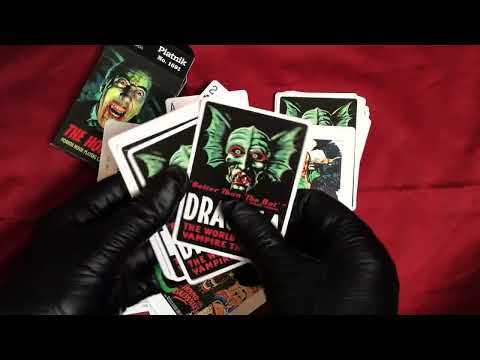 LEATHER GLOVES ✋  Horror Movie Playing Cards ! ♣♦🃏♠♥ [[ASMR]]