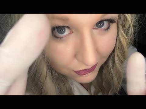 ASMR Close Up Skin Research | Pen Light | Gloves | Whispering