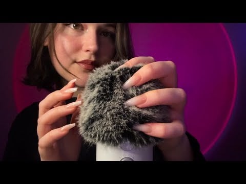 ASMR Mic Blowing + Fluffy Mic Scratching (raindrops, no talking)