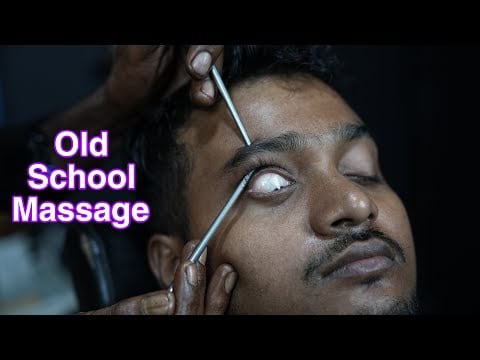 Uncle Barber Doing Super Amazing Chopsticks Massage | ASMR Old School Barber Head Massage