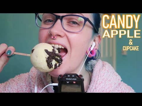 ASMR Eating Cookies n SCREAM Candy Chocolate Apple & Halloween Cupcake 🍎🧁🎃
