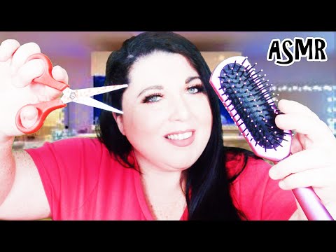 ASMR Relaxing Haircut Roleplay ✂ (Hair Brushing, Scissors, Spray, Personal Attention)