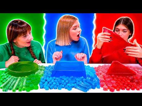 ASMR Big Medium Small Geometric Food | Black Gummy Food Compilation