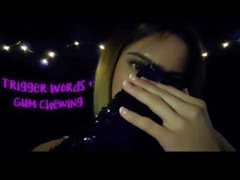 ASMR | ( Close Up) Trigger Words & Gum Chewing ( +Sequins Pillow) | ilegna ASMR