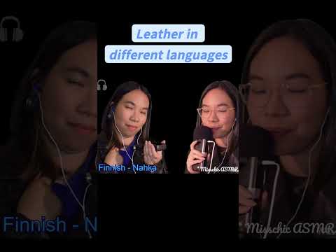 ASMR TWINS - LEATHER IN DIFFERENT LANGUAGES (Soft Speaking & Leather Sounds) #Shorts