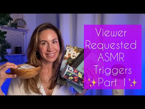 ASMR | Viewer requested triggers✨[Trigger words, wood tapping, magazine/book page turning, crinkles]
