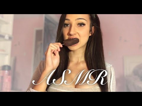 ASMR Eating Ice Cream Mouth Sounds, Whispering, Close Up