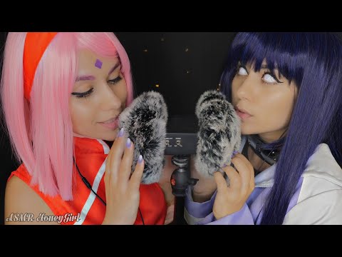 АСМР Неразборчивый Шепот | Сакура + Хината 🥵| ASMR Whisper and scratching on 3Dio