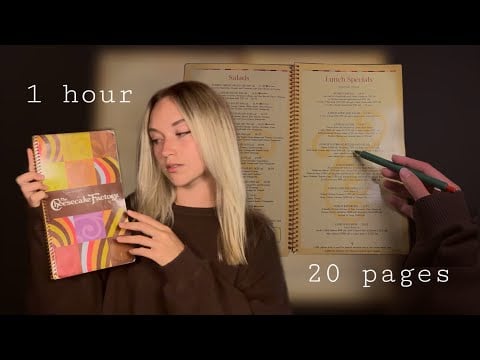 ASMR Reading the ENTIRE Cheesecake Factory Menu (Broken Soft-Spoken/Whisper & Tracing)
