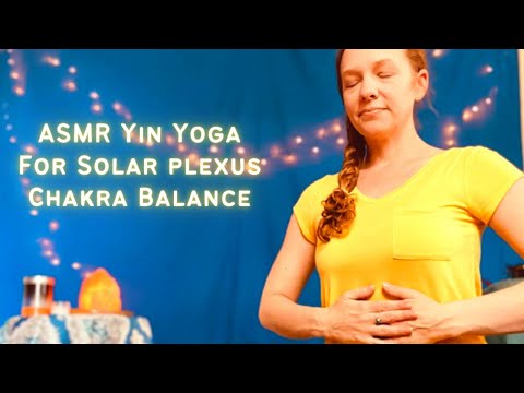 ASMR Yin Yoga for Solar Plexus Chakra Balance - soft spoken, Tibetan singing bowl, counted breathing