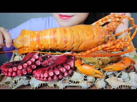 ASMR SEAFOOD PLATTER ( LOBSTER X CRAB X OCTOPUS X SNAIL ) EATING SOUND | LINH-ASMR