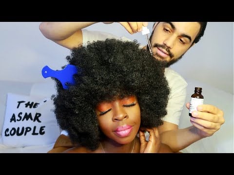 ASMR | Upclose Afro Hair oiling | Check-Up, Parting & Oiling With Hands ~ perfect sleep triggers 😴