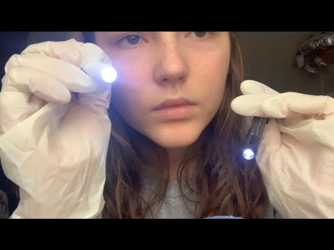 Asmr | Cranial Nerve Exam (Up close, lights, tapping, examining +)