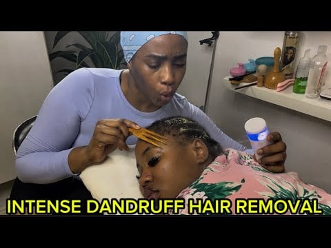 ASMR✨Handpicking Fake Hair dandruff with Random tools,Whisper Story on Braids,Intense scalp massage 