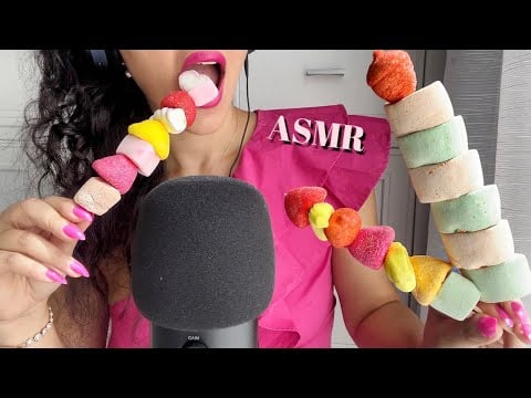 ASMR| *Marshmallow Sticks* Soft Eating Sounds, Marshmallow-Spieße Essen 🍡 (deutsch/german)