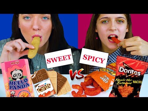 ASMR SWEET VS SPICY FOOD CHALLENGE  EATING SOUND LILIBU