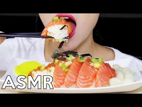 ASMR SALMON&FISH EGG over RICE *BIGBITES* 연어날치알덮밥 리얼사운드 먹방 Eating Sounds