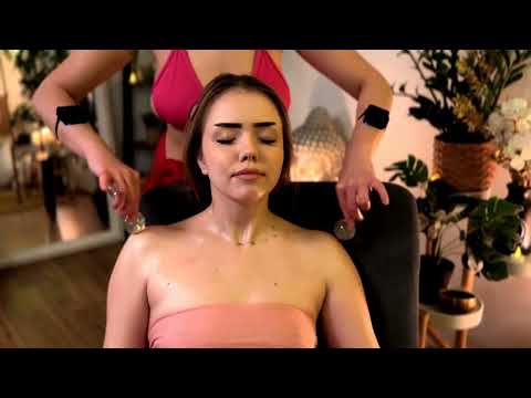 Veronica's hands press into tense knots on the Client's back, her fingers tracing the curve of the u