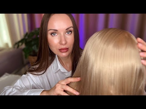 АСМР ТРИХОЛОГ 💆🏼‍♀️| Осмотр кожи головы, Массаж головы, Расчесывание волос | ASMR TRICHOLOGIST