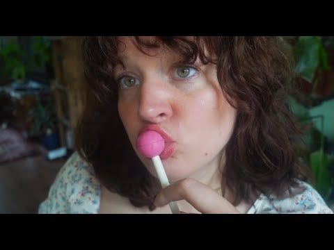 ASMR fake lollipop eating and inaudible whispers