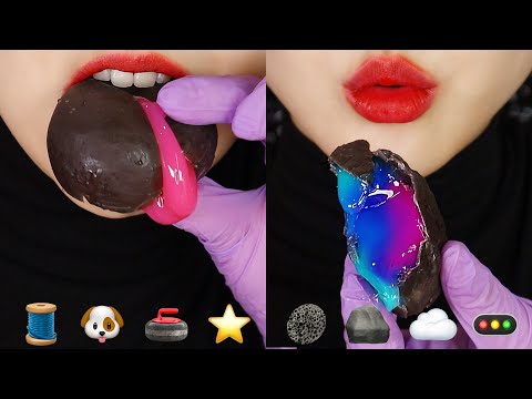 DOG NOODLES, EDIBLE STONE, WAX CANDY ASMR EMOJI FOOD ASMR 🐶