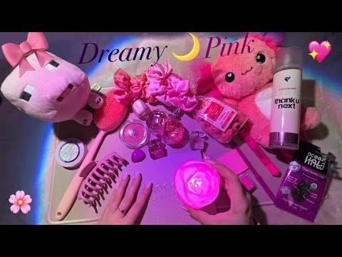 Dreamy Pink Triggers ASMR 🌸Tapping,Crinkles,Whispers and Fizz