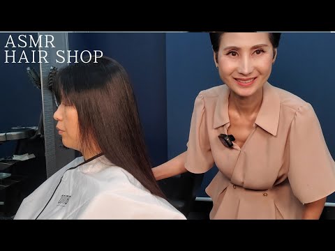 미용실 ASMR 흑갈색 염색모/ 매직스트레이트   Dark Brown Dyed Hair/ Magic Straight/Korean hair salon