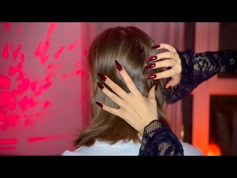 ASMR Long Nails Hair Play ❤️ Scalp Triggers for Instant Sleep 💤