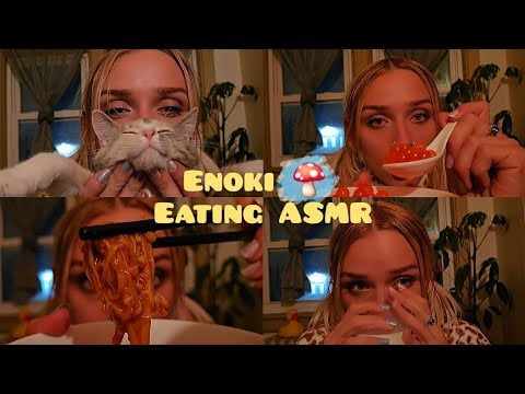 Trying Enoki Mushrooms ASMR 🍄 // eating and mouth sounds 
