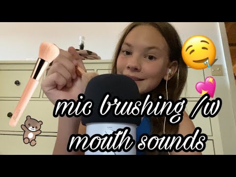 mic brushing + mouth sounds (foam mic cover)~Tiple ASMR