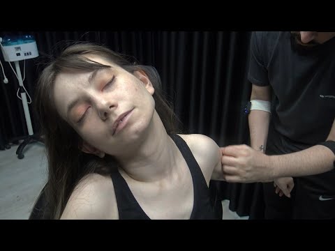 TAHIR TOOK THE PAINS IN THE FEMALE BODY + CRACKS + Asmr face,neck,ear,head,arm,palm,throat massage