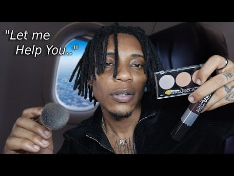 ASMR Quiet Boy does your Makeup on a plane ✈️