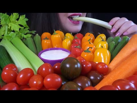 HEALTHY EATING ASMR Raw Veggie Platter - EXTREMELY SATISFYING Crunchy Sounds