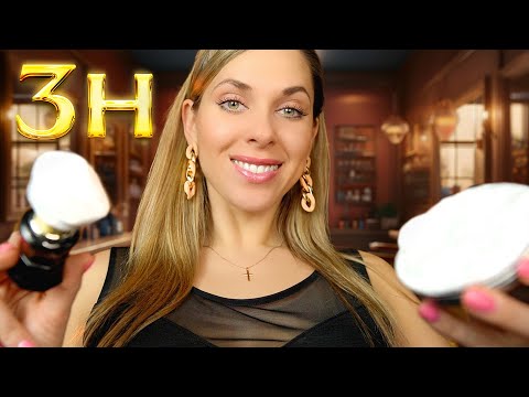 ASMR ROLEPLAY Sleep Inducing Haircut, Shave, Massage, Brushing, Fireplace sounds for SLEEP