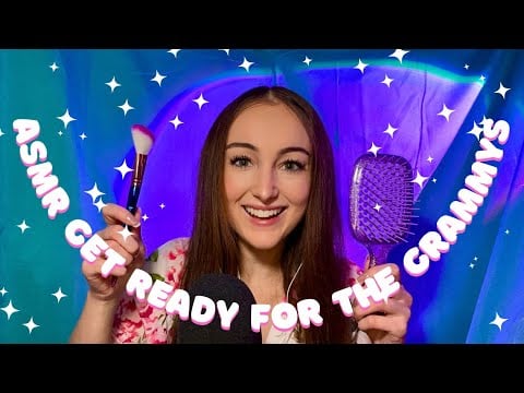 ASMR💄Getting You Ready for the Grammy Awards (layered makeup & hair sounds, personal attention)