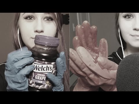 ASMR | Nitrile & Rubber Gloves | Sticky Food Sounds (Jam,Syrup,Peanut Butter) | No Talking