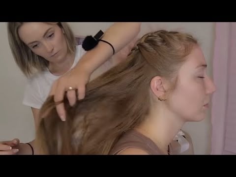 ASMR Perfectionist Half Up Braided Hairstyle With Bow - Hair Curling & Perfecting With Final Touches