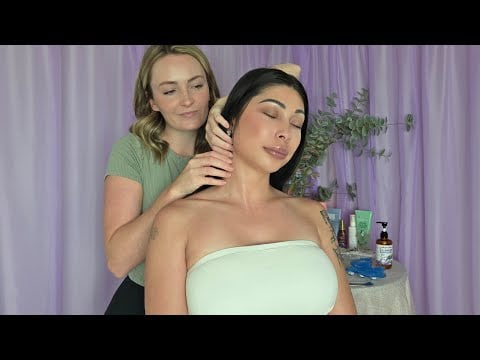 ASMR Neck, Shoulder & Head Massage Techniques - Rolling Pin, Cupping & Gua Sha