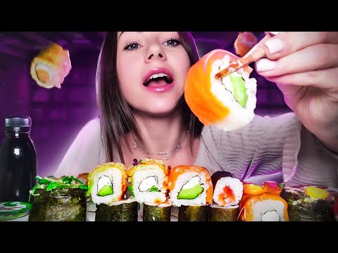 SUSHI ROLLS SALMON GUNKAN 🍣 NOT ASMR - MUKBANG 🍣 EATING SOUNDS | TALK ABOUT NEW YEAR | НЕ АСМР СУШИ