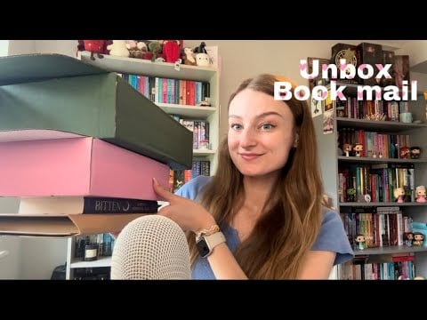 ASMR Book Mail Unboxing! (Book tapping, close whispers, discount code)