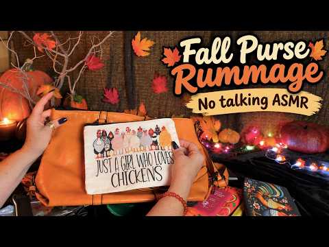 ASMR~🍁Fall Purse Rummage!🍁(No Talking Version) Seasonal Purse Switch!