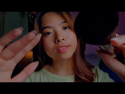 ASMR Brushing You To Make You Sleepy 💭 Slow Face Brushing 💤 Fluffy Brush & Hands (Layered Sounds)