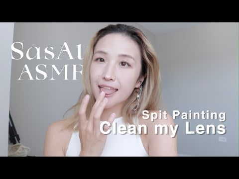 ASMR Drool painting simulates wiping the lens for mouth sounds lovers🥰