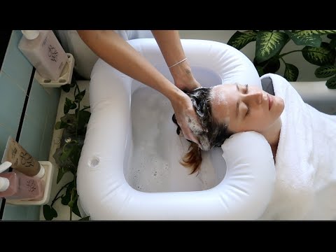 ASMR deep relaxing spa treatment w/ GROWUS damage therapy shampoo and sea salt scrub (no whisper)