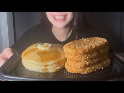 MCDONALD’S PANCAKES AND HASH BROWNS ASMR EATING