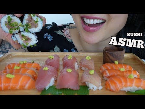 ASMR SUSHI NIGIRI (EATING SOUNDS) LIGHT WHISPER *SORRY FOR THE LOUD CONSTRUCTION SOUNDS | SAS-ASMR