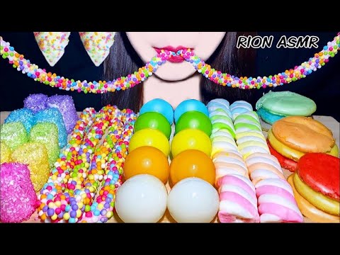 ASMR MUKBANG NOTALKING 먹방 咀嚼音 食べる音 EATINGSOUNDS RAINBOW DESSERTS MARSHMALLOW MERINGUE COOKIE JELLY